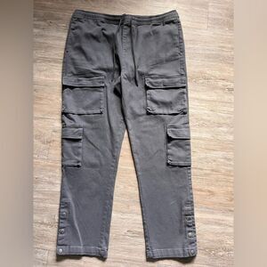 Men's Gray Cargo Pants Mid-Rise Straight Leg Flap Pockets Trousers  2XL